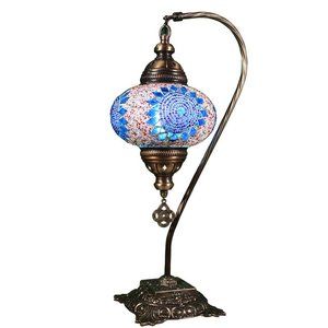 KusKuus Table Lamp Handmade 19" Turkish Mosaic Bedside Lamp SNC4